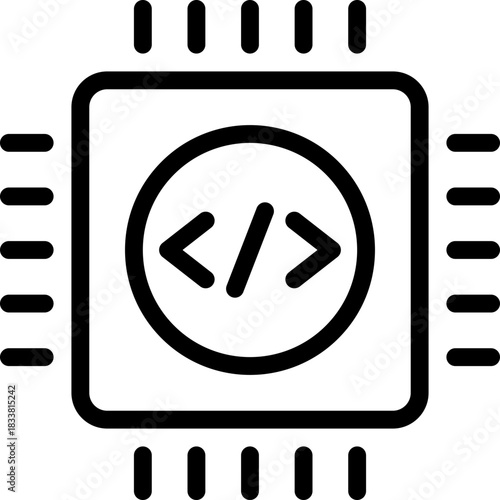 Programming Chip Line Icon