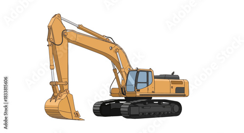 Heavy Duty Excavator Illustration for Construction and Earthmoving Projects
