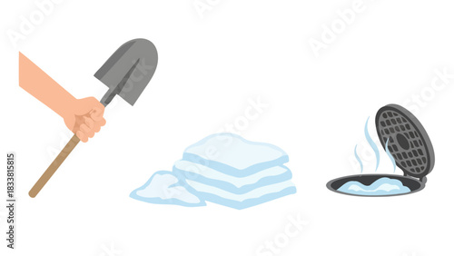 Winter Shovel and Waffle Maker Scene