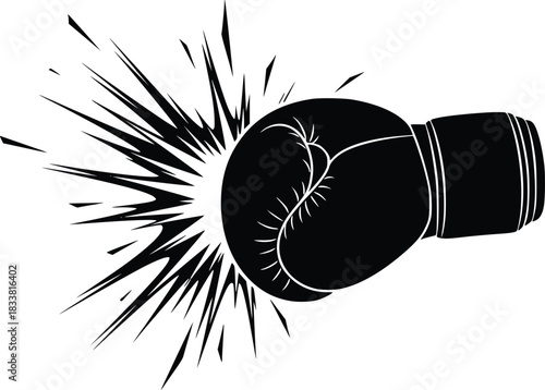 Dynamic boxing glove hitting with powerful impact burst effect