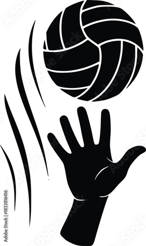 Volleyball player hand hitting ball in action, sports graphic