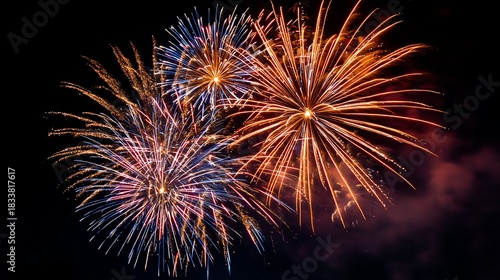 A stunning display of colorful fireworks lighting up the night sky, celebrating special occasions and festivals