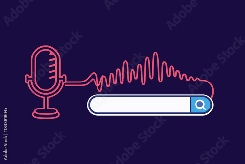 Voice search concept with microphone and search bar graphic