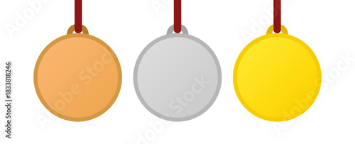 Medaillen in bronze, silber und gold