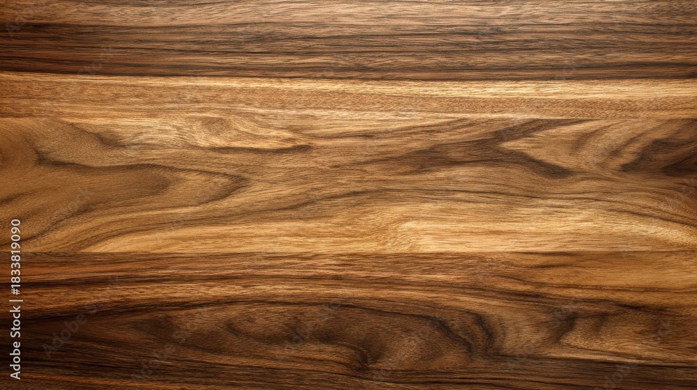 Fototapeta premium A wooden surface with a grainy texture. The wood is brown and has a natural look. The surface is smooth and has a warm, inviting feel