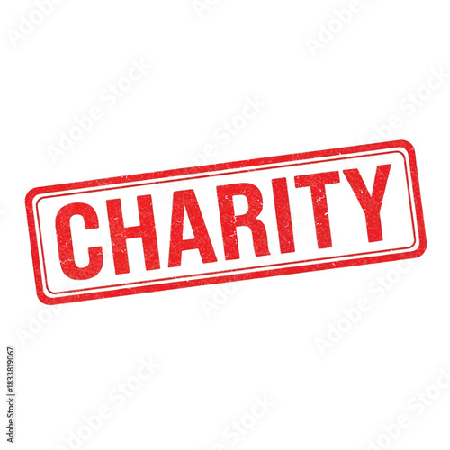 Charity sign in red and white for fundraising and donations