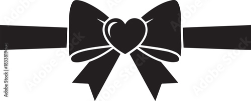 Black ribbon heart bow symbol for awareness campaigns and world aids day support