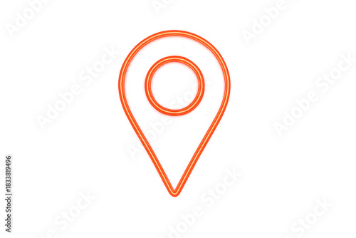 Free Download Orange neon location pin icon glowing brightly, marking a specific place on transparent background - GFXLoad