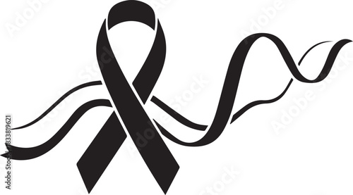 Symbolic black ribbon awareness symbol for world aids day and remembrance