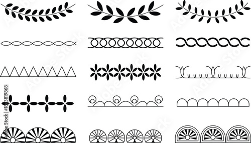 Collection of Decorative Black and White Vector Borders and Dividers