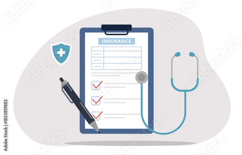 Health insurance concept. Health and medical care. Vector illustration about health insurance