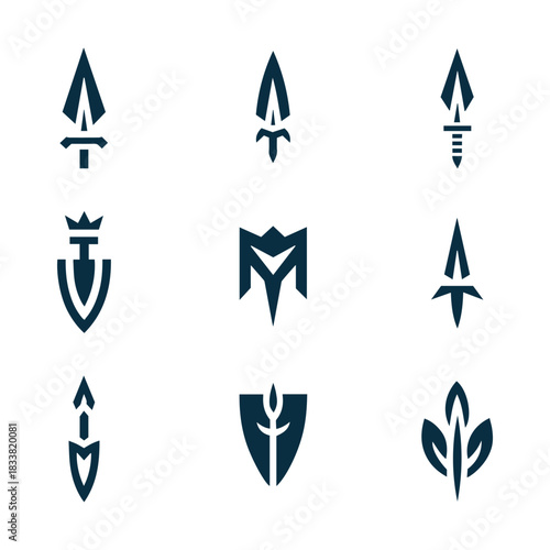 Spear logo icon set vector illustration designhead spear logo vintage illustration design vector
