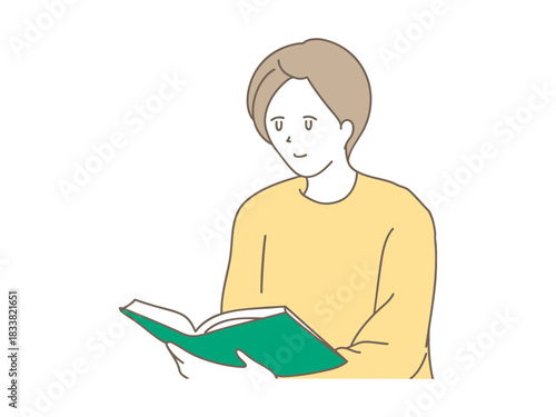 部屋　男性　ベクター　読書