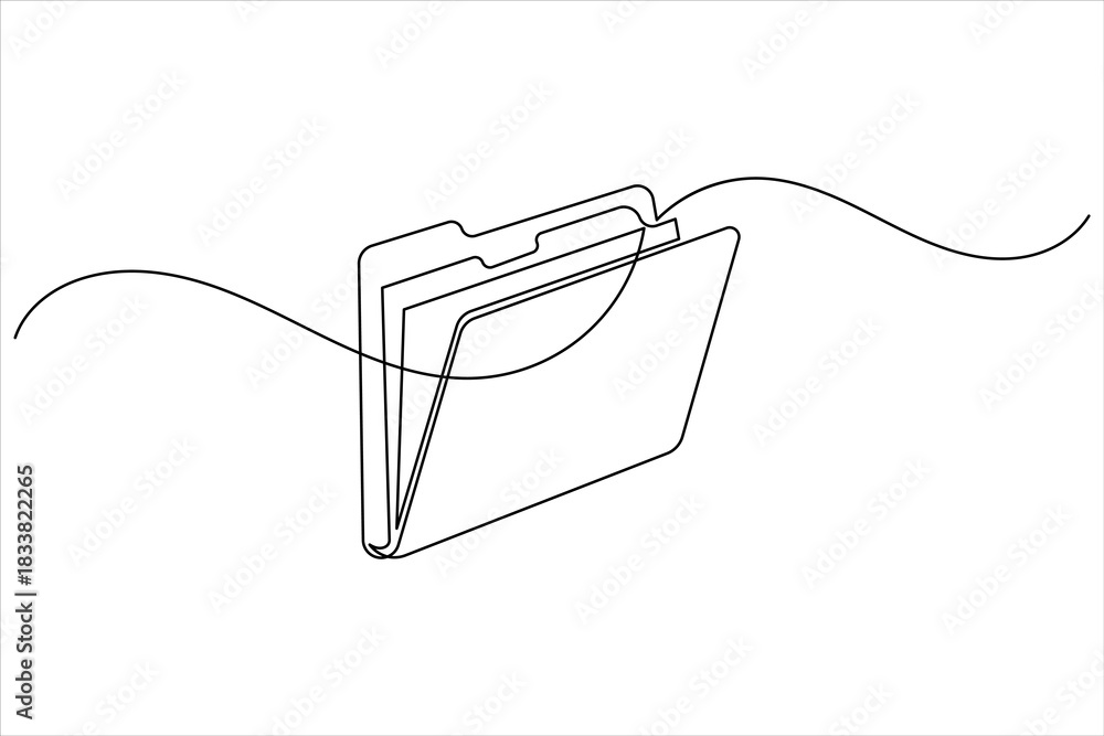 Obraz premium Continuous line art drawing of file folder document storage icon