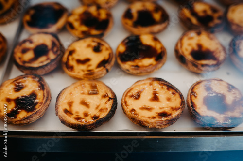 Fresh Pastéis de Nata on Bakery Tray – Porto, Portugal