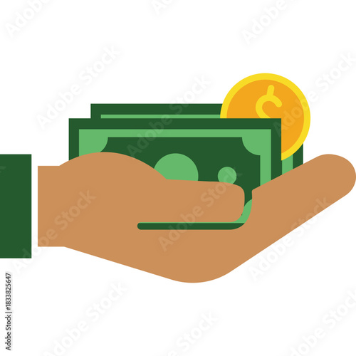 Business Money With Hand Illustration