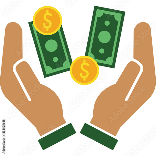 Business Money With Hand Illustration