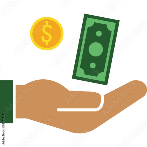 Business Money With Hand Illustration