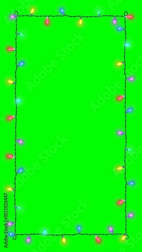 Vertical Christmas Lights Wireframe - Looping Background with Alpha Channel

