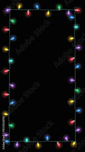 Vertical Christmas Lights Wireframe - Looping Background with Alpha Channel