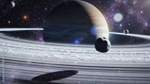 Majestic Saturn Rings Outer Space Scene With Orbiting Asteroids And Cosmic Nebulae In Stunning Celestial View!