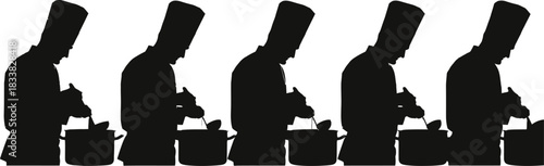 Salute pose silhouettes isolated on transparent background