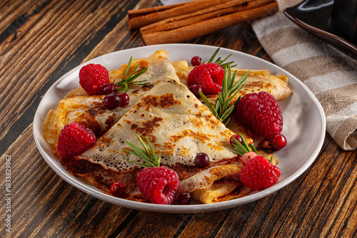 Wallpaper Mural Sweet homemade pancakes with raspberry Torontodigital.ca