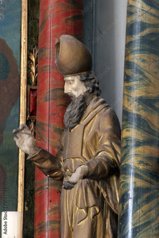 Obraz premium Saint Zechariah, statue on the main altar in the parish church of Our Lady of Sorrows of Carinthia in Krizevci, Croatia