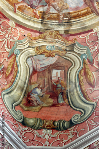 Wallpaper Mural Fresco on the ceiling of the parish church of Our Lady of Sorrows in Krizevci, Croatia Torontodigital.ca