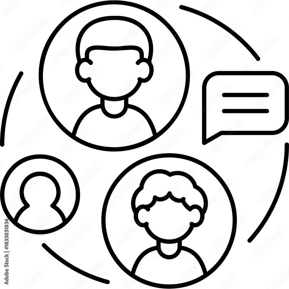 Obraz premium Line Art Group Networking Icon