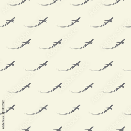 Fly travel takeoff silhouette seamless pattern isolated on color background