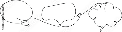 One line multiple Dialogue box. Continous line speech bubble simple illustration. Chat massenger dialogue cloud communication vector one line art. Dialogue box minimal line vector.