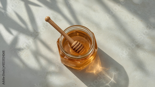 close up of a jar of honey