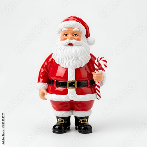 Small traditional santa claus figurine toy isolated on white background christmas holiday character decoration