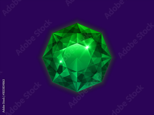 Photo realistic sparkling diamond gem isolated on white background vector illustration luxury jewel crystal precious stone design jewelry concept
