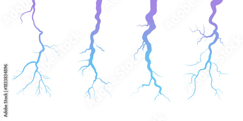 Four colorful lightning bolt illustrations on a clean white background