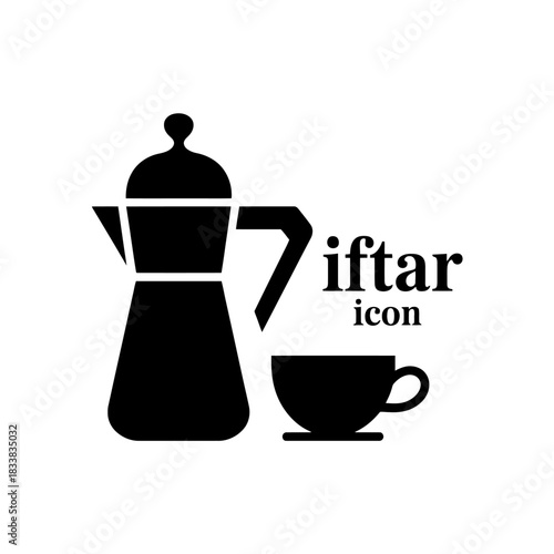 Iftar icon coffee pot and cup for ramadan celebration
