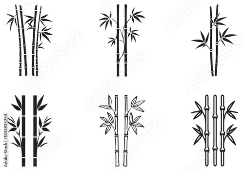 Bamboo leaves icon over white background, silhouette style, vector illustration