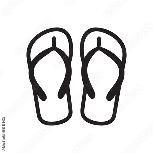 Flip Flops black outline icon lifestyle nature sun foot sea fashion design.