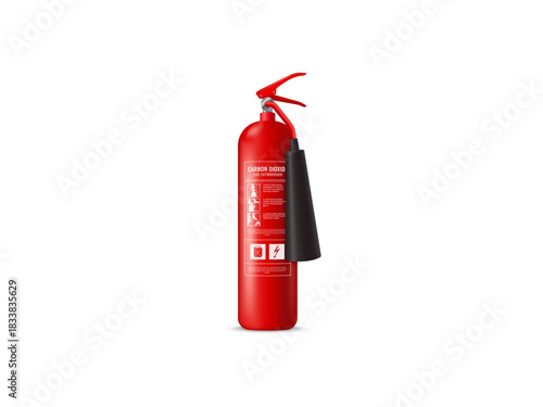 Realistic Rendered Red fire extinguisher on transparent background