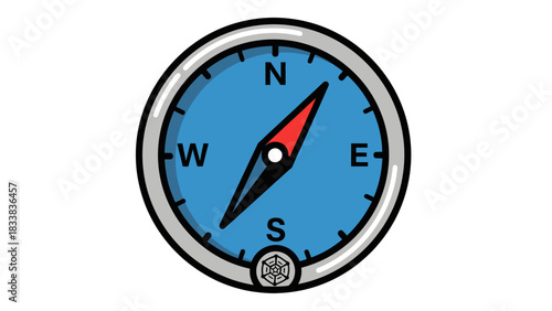 Colorful compass with cardinal directions displayed, symbolizing navigation and exploration
