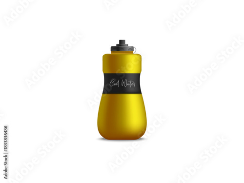 Modern water bottle steel metal thermo flask 3d render mockup, reusable insulated drinking container, eco friendly hydration accessory for fitness, outdoor travel, lifestyle and packaging design