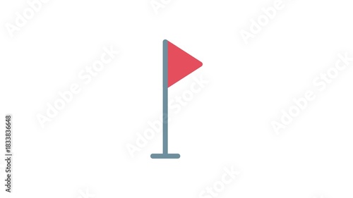 A red flag on a pole set against a solid black background, emphasizing the flag's vibrant color.