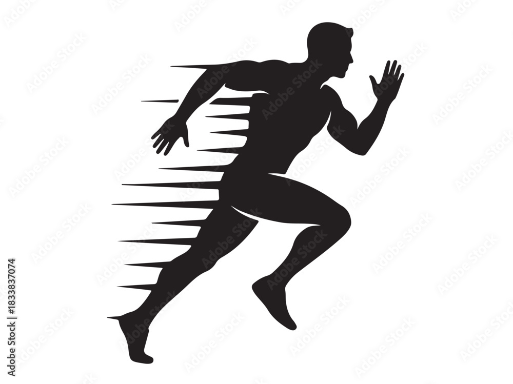 Obraz premium Powerful Runner Sprint Symbol Icon Silhouette white background.