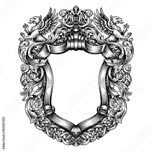 Ornate frame with griffins and Celtic knots