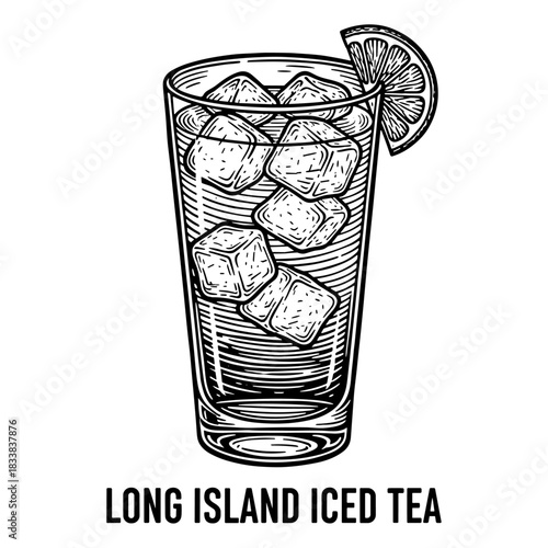 Long Island Iced Tea cocktail with lemon slice