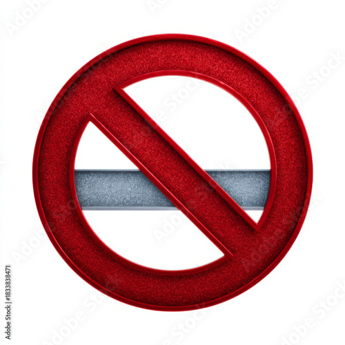 3D rendered smoking icon in red and silver representing a designated smoking area, isolated on white