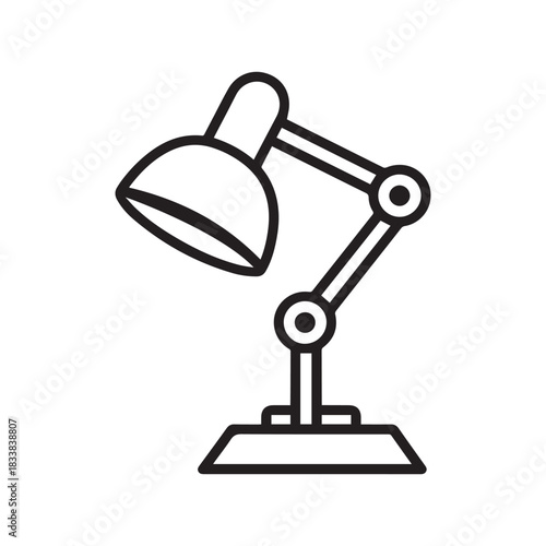 Table lamp light icon outline bright bulb design.