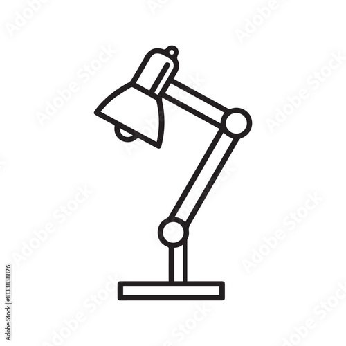 Table lamp light icon outline bright bulb design.