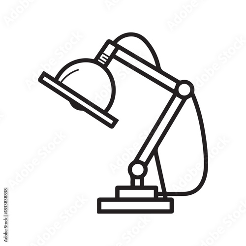 Table lamp light icon outline bright bulb design.